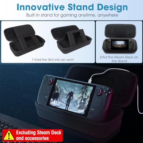 ZORBES Carrying Case for Steam Deck, Hardshell Handheld Gaming Device Full Kit Storage Carry Bag Fit Charger AC Adapter with 10 SD Games Cartridges Pouch, Stand Hard Shell Travel Pouch for Steam Deck Console ZORBES Carrying Case for Steam Deck, Hardshell Handheld Gaming Device Full Kit Storage Carry Bag Fit Charger AC Adapter with 10 SD Games Cartridges Pouch, Stand Hard Shell Travel Pouch for Steam Deck Console